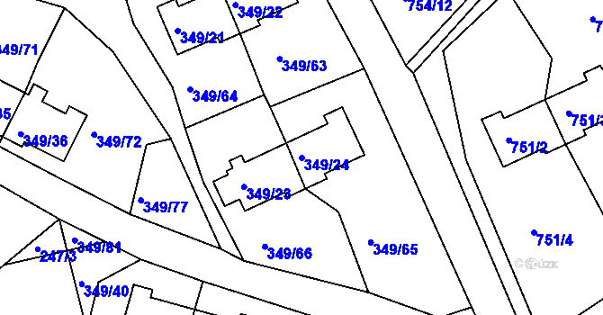 Parcela st. 349/24 v KÚ Desná I, Katastrální mapa