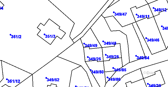 Parcela st. 349/49 v KÚ Desná I, Katastrální mapa