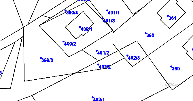 Parcela st. 401/2 v KÚ Desná I, Katastrální mapa