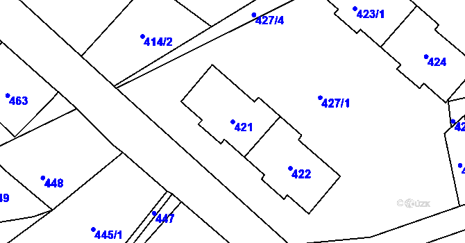 Parcela st. 421 v KÚ Desná I, Katastrální mapa