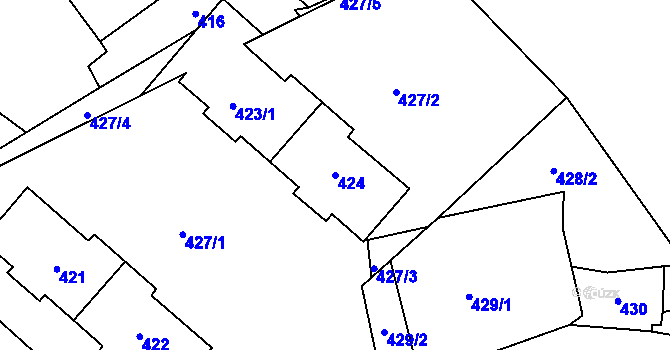 Parcela st. 424 v KÚ Desná I, Katastrální mapa