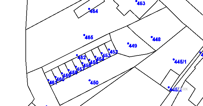 Parcela st. 453 v KÚ Desná I, Katastrální mapa