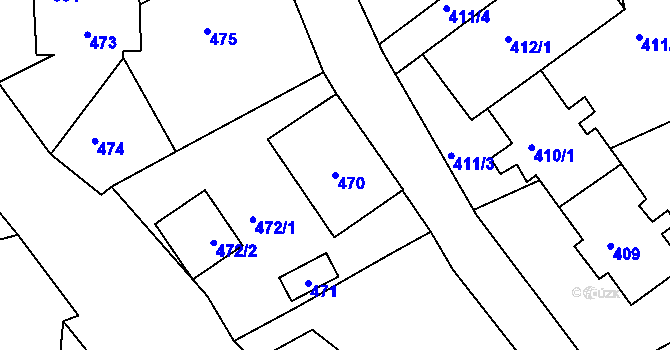 Parcela st. 470 v KÚ Desná I, Katastrální mapa