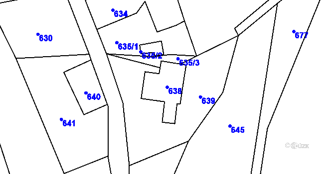 Parcela st. 638 v KÚ Desná I, Katastrální mapa