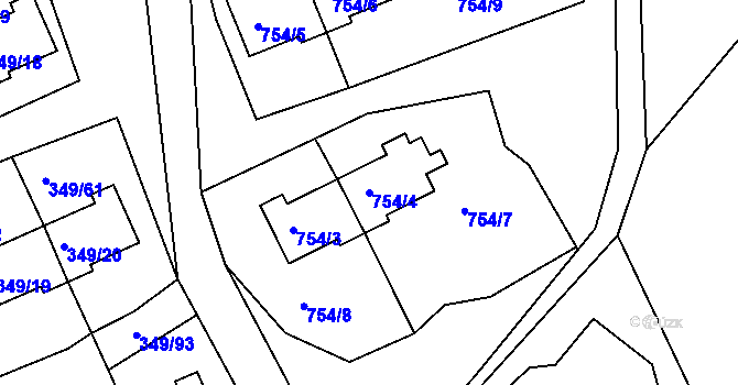 Parcela st. 754/4 v KÚ Desná I, Katastrální mapa