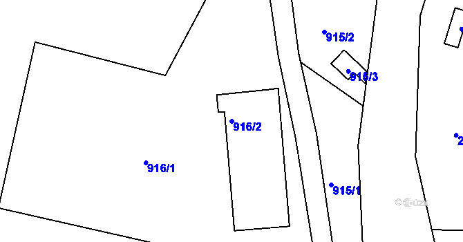 Parcela st. 916/2 v KÚ Desná I, Katastrální mapa