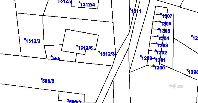 Parcela st. 1312/3 v KÚ Desná I, Katastrální mapa