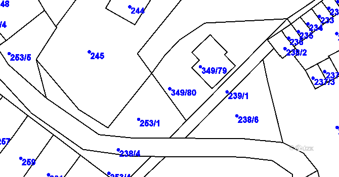 Parcela st. 349/80 v KÚ Desná I, Katastrální mapa