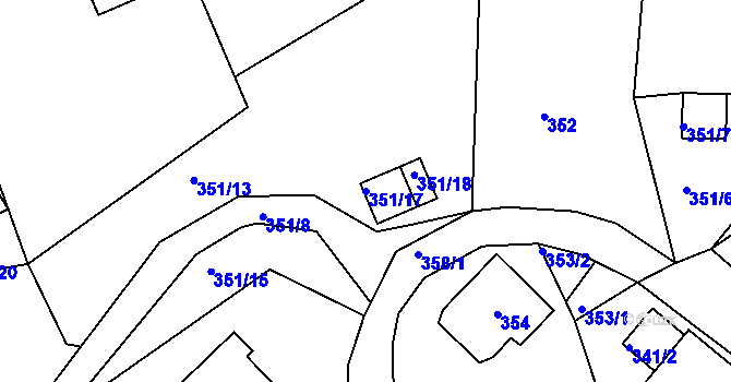 Parcela st. 351/17 v KÚ Desná I, Katastrální mapa
