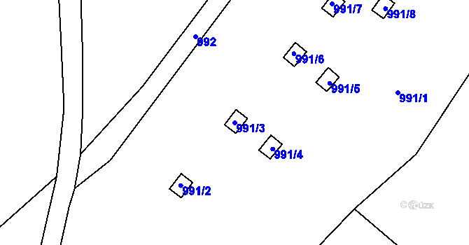 Parcela st. 991/3 v KÚ Desná I, Katastrální mapa