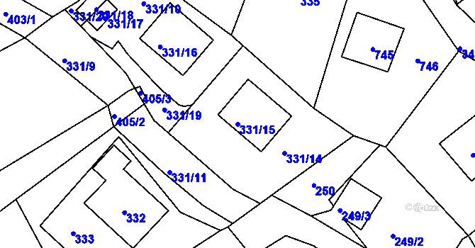 Parcela st. 331/15 v KÚ Desná I, Katastrální mapa