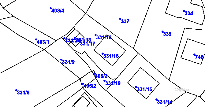 Parcela st. 331/16 v KÚ Desná I, Katastrální mapa