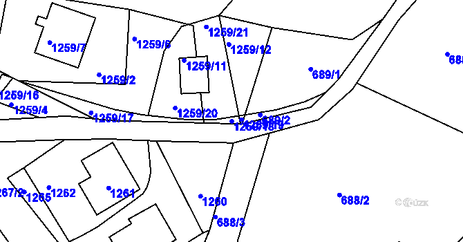 Parcela st. 1259/18 v KÚ Desná I, Katastrální mapa