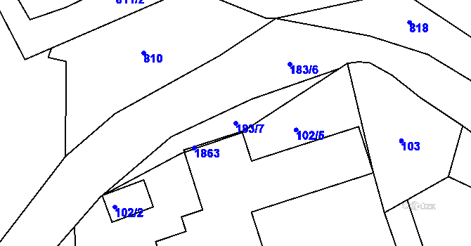 Parcela st. 183/7 v KÚ Desná I, Katastrální mapa