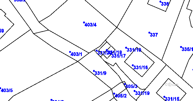 Parcela st. 331/20 v KÚ Desná I, Katastrální mapa