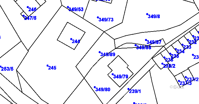 Parcela st. 349/89 v KÚ Desná I, Katastrální mapa