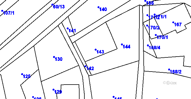 Parcela st. 143 v KÚ Desná II, Katastrální mapa