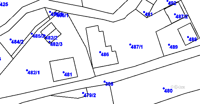 Parcela st. 486 v KÚ Desná II, Katastrální mapa