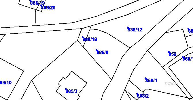 Parcela st. 886/8 v KÚ Desná II, Katastrální mapa