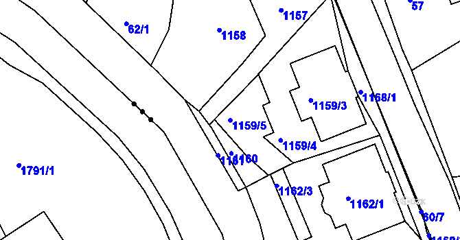 Parcela st. 1159/5 v KÚ Desná II, Katastrální mapa