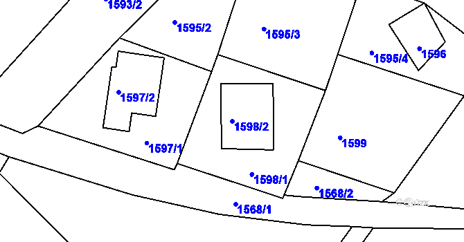 Parcela st. 1598/2 v KÚ Desná II, Katastrální mapa