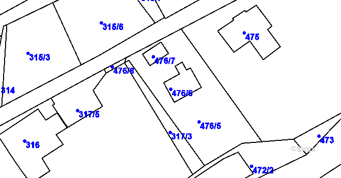 Parcela st. 476/6 v KÚ Desná II, Katastrální mapa