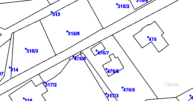Parcela st. 476/7 v KÚ Desná II, Katastrální mapa