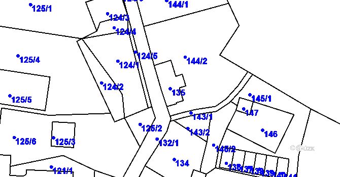 Parcela st. 135 v KÚ Desná III, Katastrální mapa