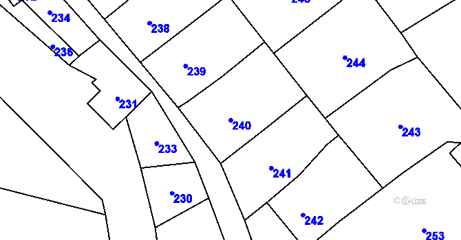 Parcela st. 240 v KÚ Desná III, Katastrální mapa
