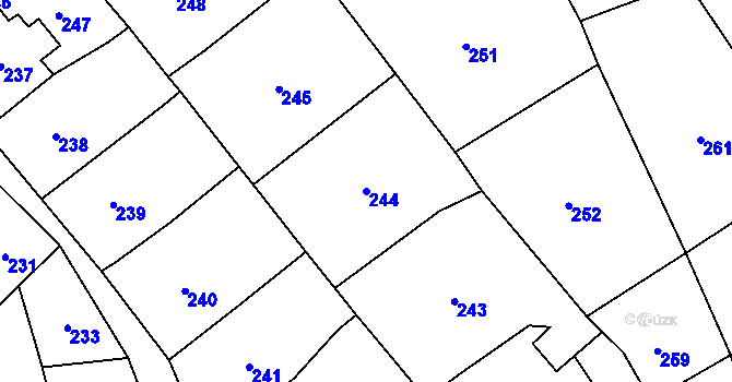 Parcela st. 244 v KÚ Desná III, Katastrální mapa
