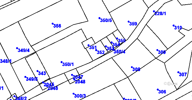 Parcela st. 352 v KÚ Desná III, Katastrální mapa