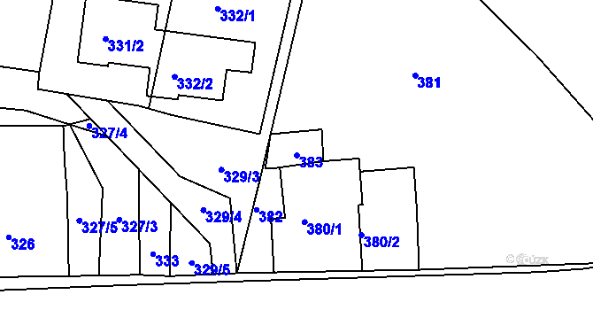 Parcela st. 383 v KÚ Desná III, Katastrální mapa
