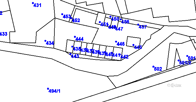 Parcela st. 439 v KÚ Desná III, Katastrální mapa
