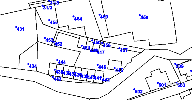 Parcela st. 447 v KÚ Desná III, Katastrální mapa