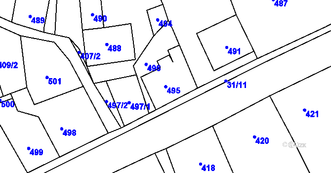 Parcela st. 495 v KÚ Desná III, Katastrální mapa