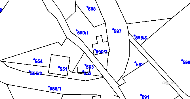 Parcela st. 590/2 v KÚ Desná III, Katastrální mapa