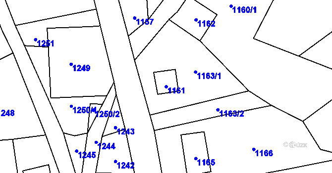 Parcela st. 1161 v KÚ Desná III, Katastrální mapa