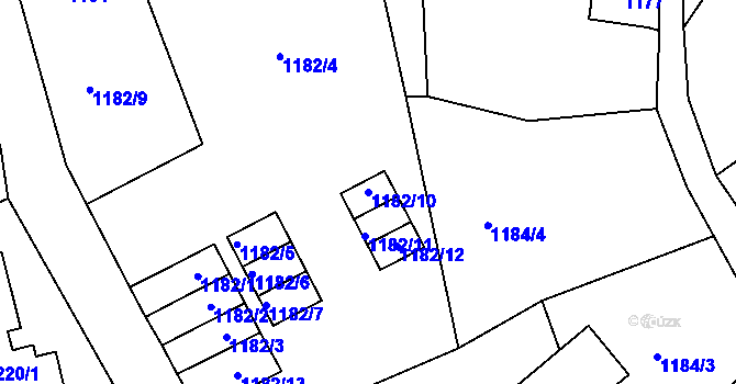 Parcela st. 1182/10 v KÚ Desná III, Katastrální mapa