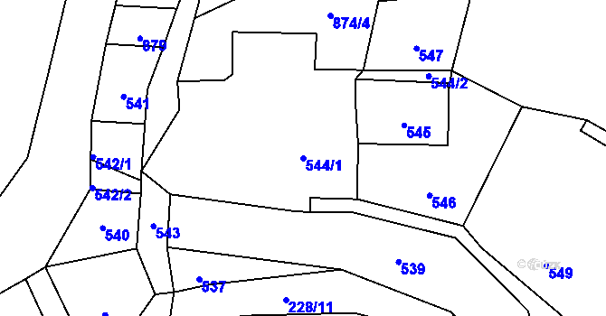 Parcela st. 544/1 v KÚ Desná III, Katastrální mapa