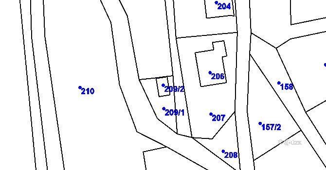 Parcela st. 209/2 v KÚ Desná III, Katastrální mapa