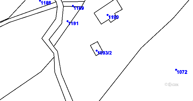 Parcela st. 1093/2 v KÚ Desná III, Katastrální mapa