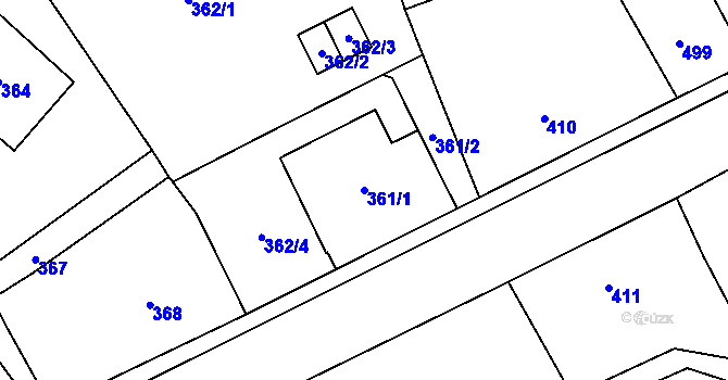 Parcela st. 361/1 v KÚ Desná III, Katastrální mapa