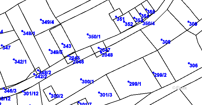 Parcela st. 2048 v KÚ Desná III, Katastrální mapa