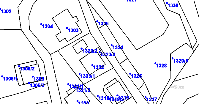 Parcela st. 1323/3 v KÚ Desná III, Katastrální mapa
