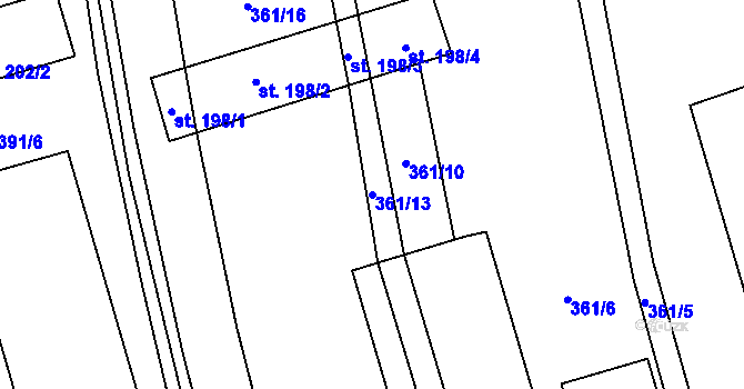 Parcela st. 361/13 v KÚ Desná u Litomyšle, Katastrální mapa