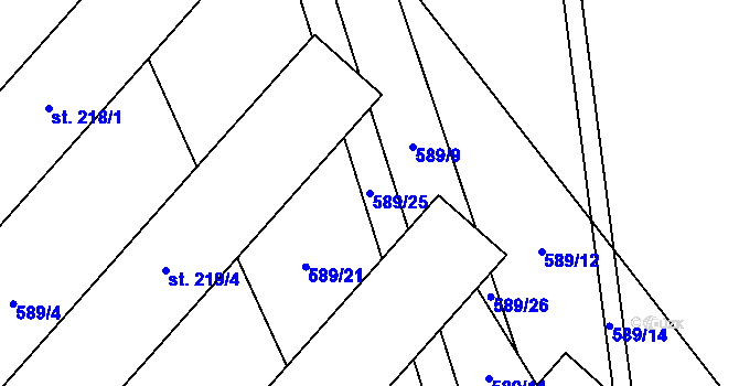 Parcela st. 589/25 v KÚ Desná u Litomyšle, Katastrální mapa