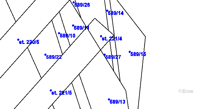Parcela st. 589/27 v KÚ Desná u Litomyšle, Katastrální mapa