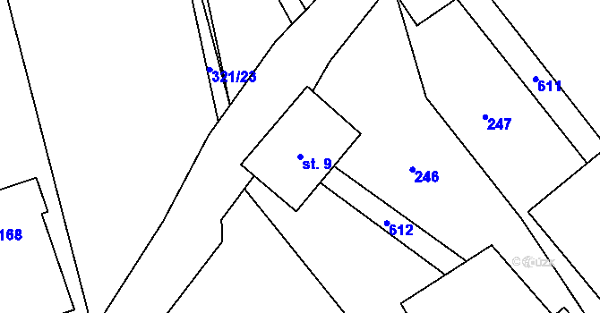 Parcela st. 9 v KÚ Desná u Litomyšle, Katastrální mapa