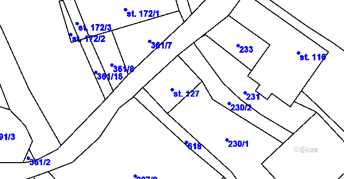 Parcela st. 127 v KÚ Desná u Litomyšle, Katastrální mapa