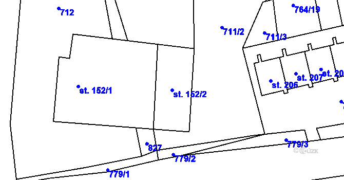 Parcela st. 152/2 v KÚ Desná u Litomyšle, Katastrální mapa